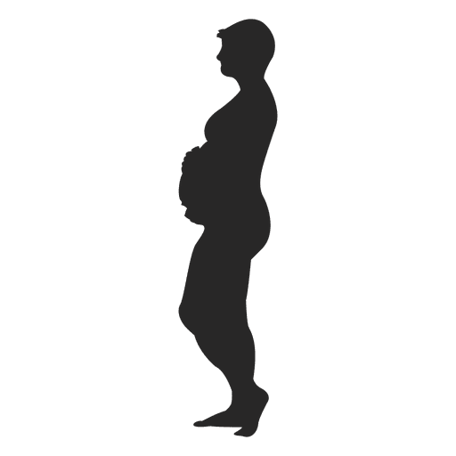 Se?ora embarazada caminando con silueta de vientre
