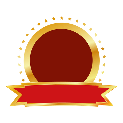Red gold round badge