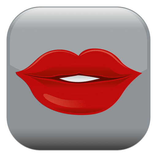 Icono cuadrado de labios rojos Diseño PNG