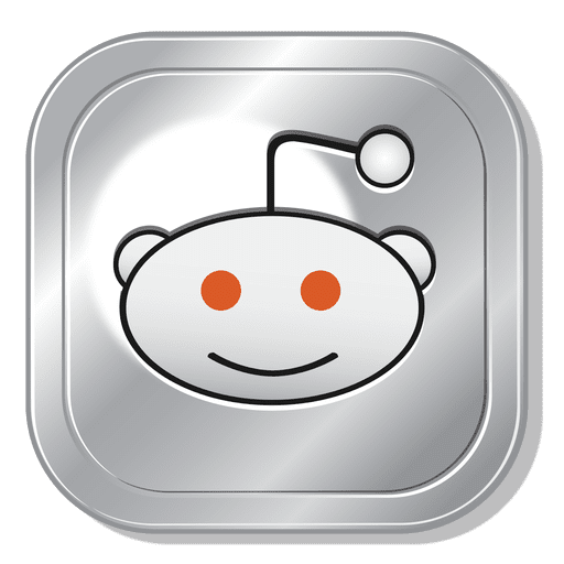 Reddit metallic button PNG Design