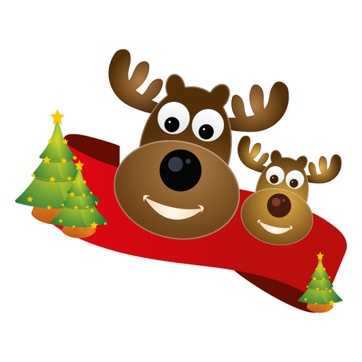 Reindeer heads label - Transparent PNG & SVG vector file