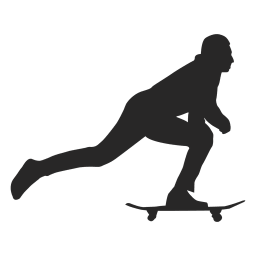 Hombre empujar patineta silueta