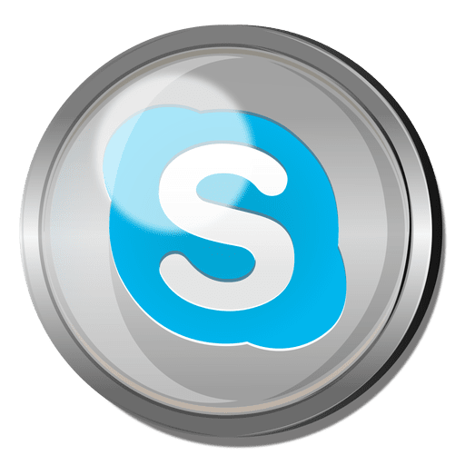 Skype round metal button