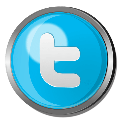 Twitter round metal button PNG Design