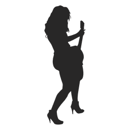 Silueta de mujer guitarrista 1 Diseño PNG