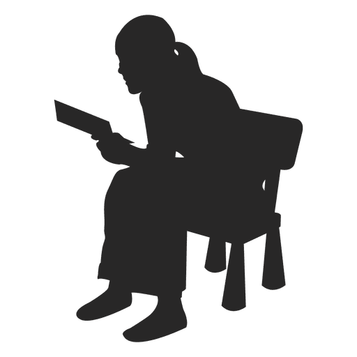 Woman reading on chair PNG Design