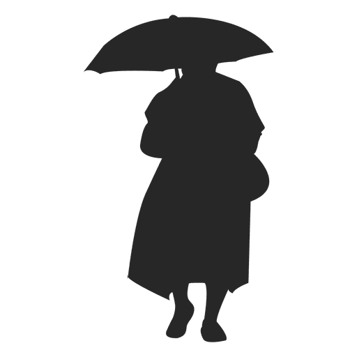 Frau die mit Regenschirm wolking ist PNG-Design