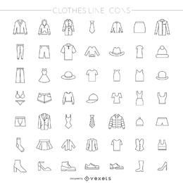 Paquete de iconos de línea fina de ropa