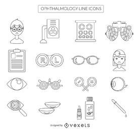 Colección de iconos de oftalmología de accidentes cerebrovasculares