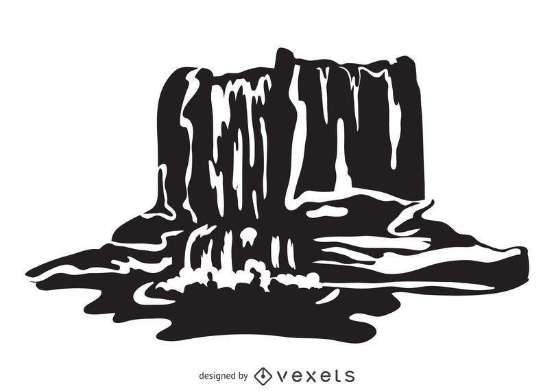 Cachoeira ilustração em preto e branco Cachoeira ilustração em preto e branco