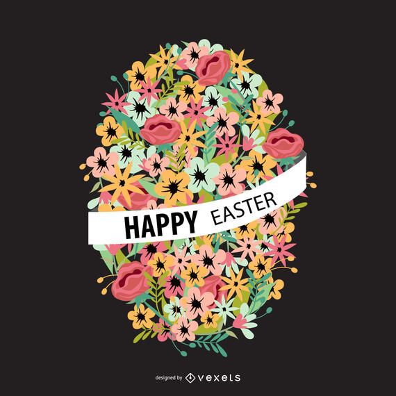 Huevo de Pascua floral con cinta Huevo de Pascua floral con cinta