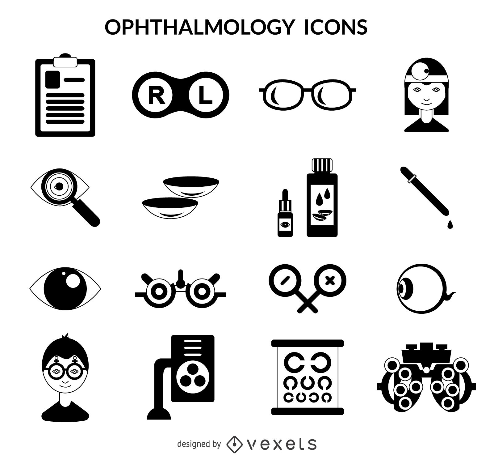 Paquete de iconos de oftalmolog?a de accidentes cerebrovasculares
