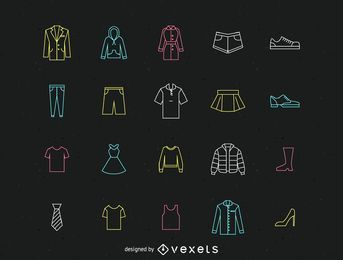 Paquete de iconos de línea de ropa