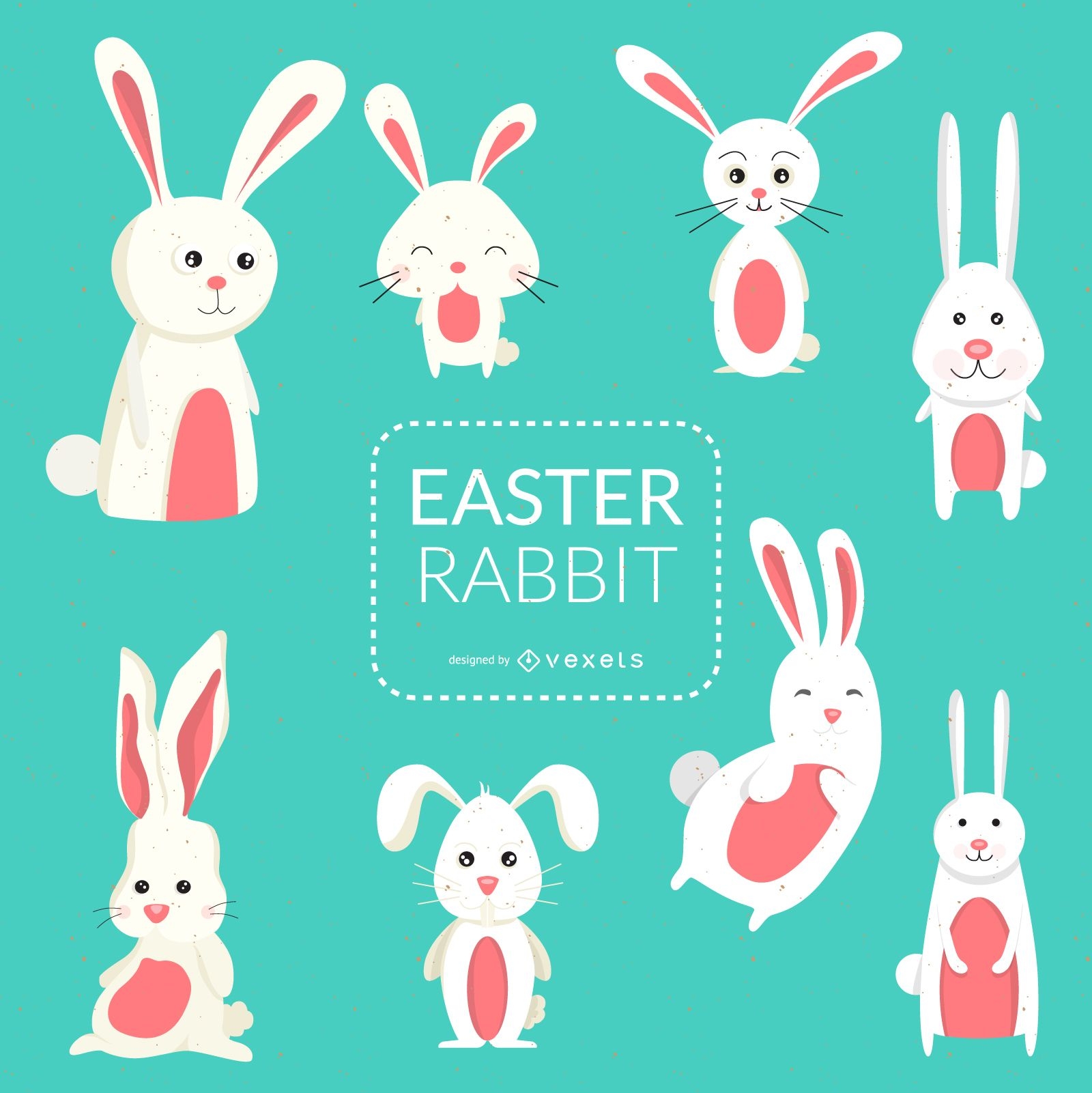 Set of Easter bunnies illustrations