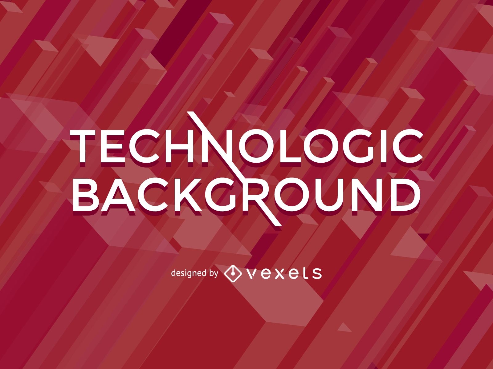 Red abstract background with 3D polygons