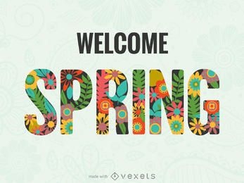 Ilustração de letras de primavera de boas-vindas