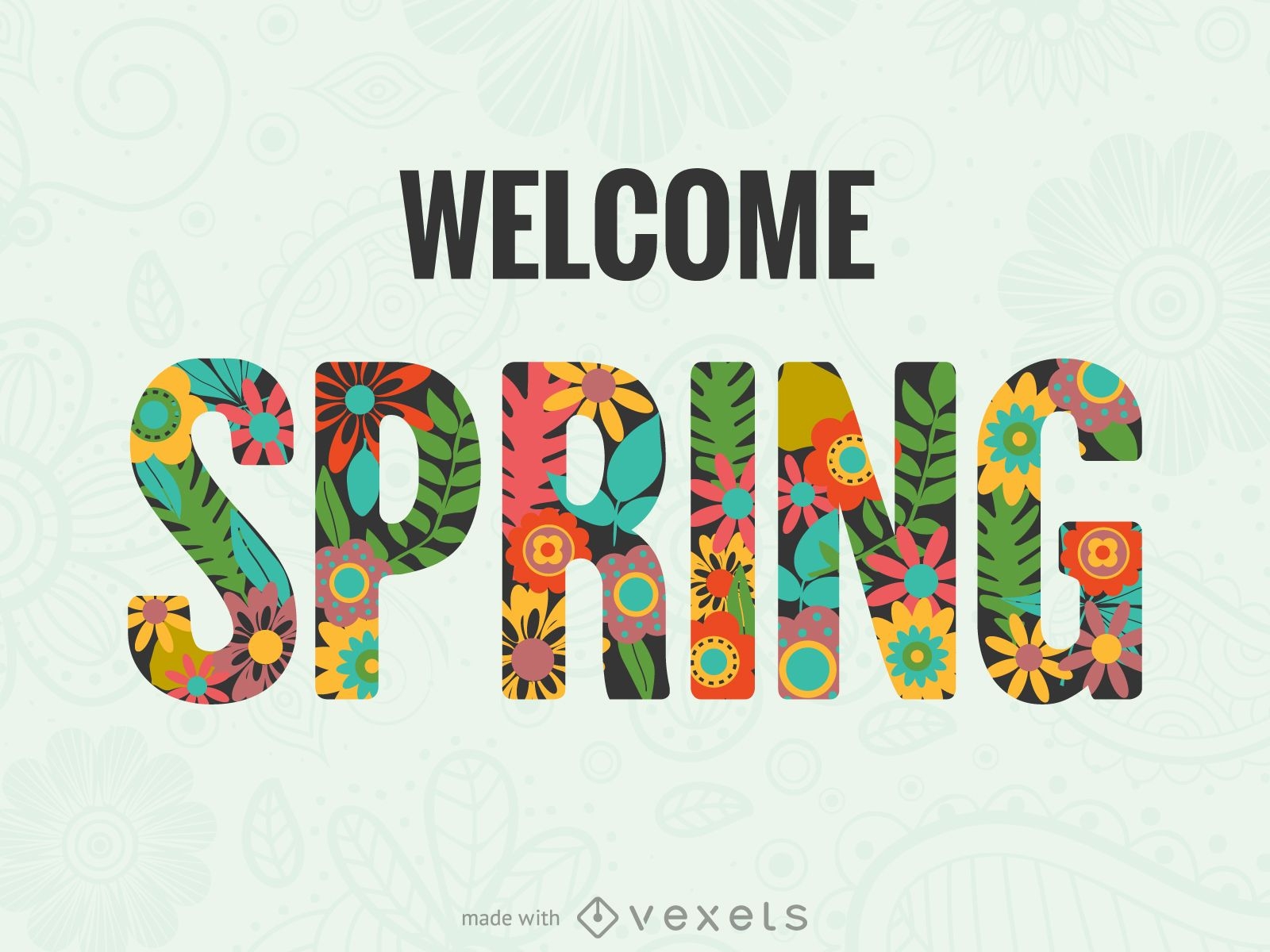 Ilustração de letras de primavera de boas-vindas