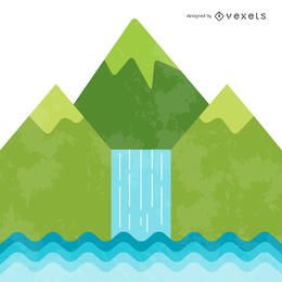 Ilustração de cachoeira brilhante
