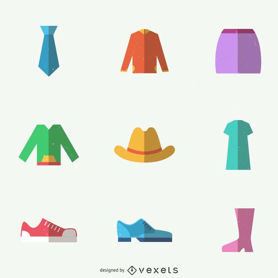 Clothing items icon set Clothing items icon set