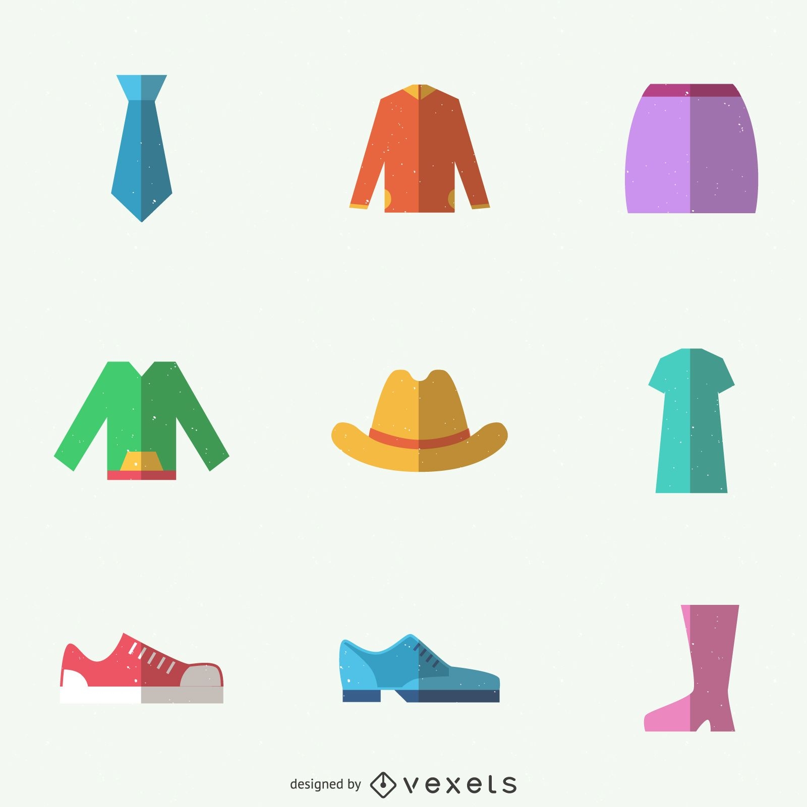 Clothing items icon set