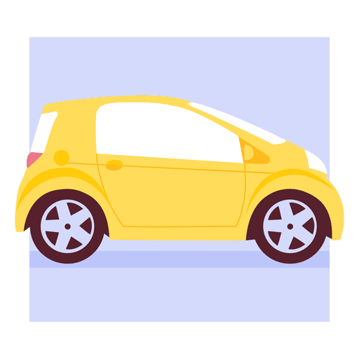 City car yellow  Side view PNG Design