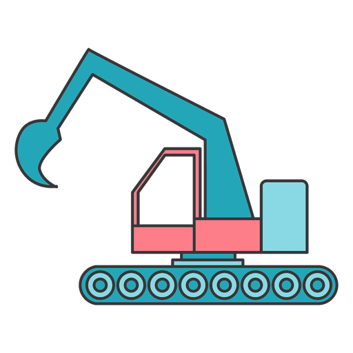 Colored excavator digging machinery PNG Design