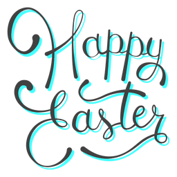 Happy easter cyan shadow message Transparent PNG