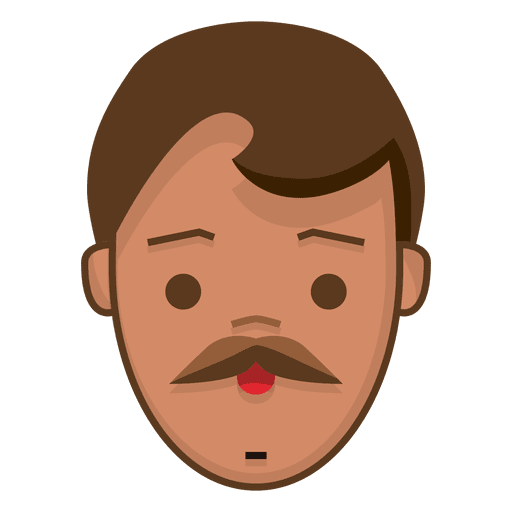 Hombre callado de bigote cara Diseño PNG