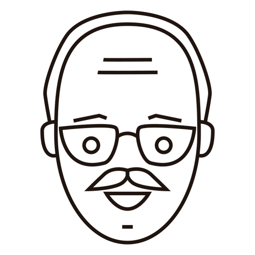 Old man mild glance mustache PNG Design