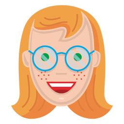 Round glasses girl sunspots PNG Design