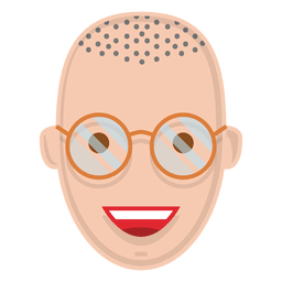 Flat smiling man with glasses PNG Design