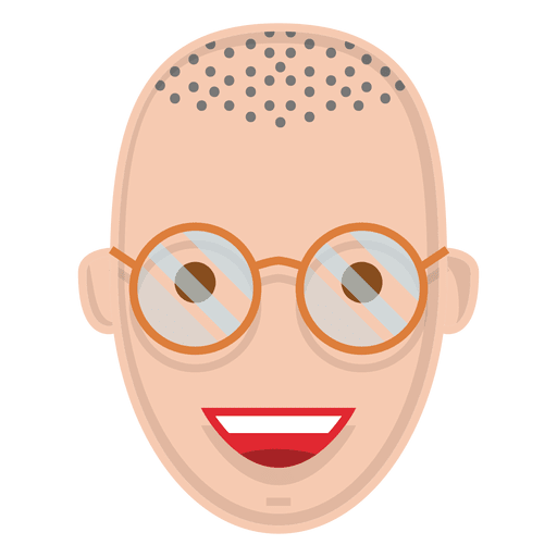 Flat smiling man with glasses PNG Design