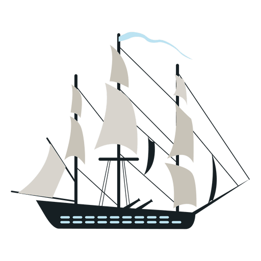 La nave de guerra navega bandera azul Diseño PNG