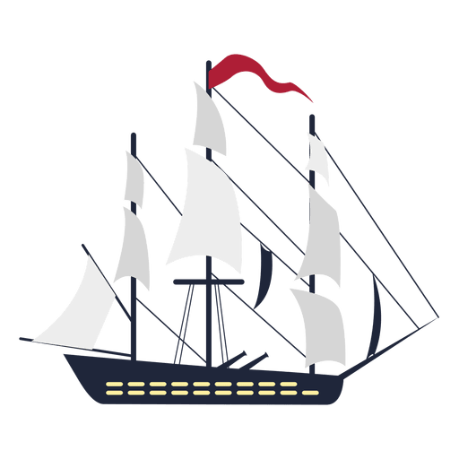 Kriegsschiff segelt rote Fahne PNG-Design