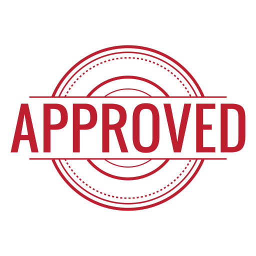Approved red rounded