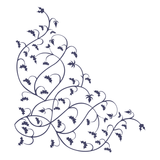 Ornament corner branches hanged PNG Design