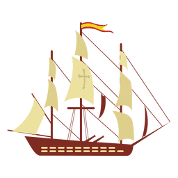Navio de guerra espanhol navega pelo vento Desenho PNG