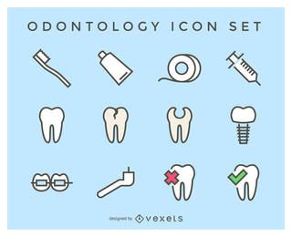 Flat odontology icon set Flat odontology icon set