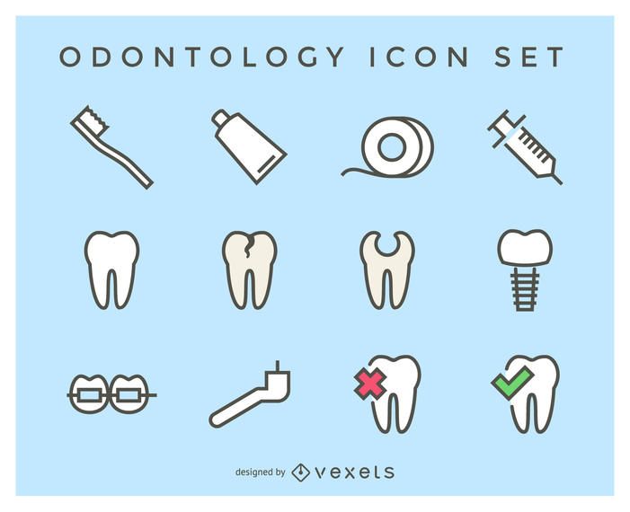Flat odontology icon set Flat odontology icon set
