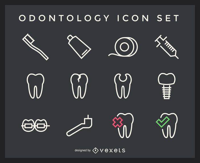 Odontology stroke icons pack Odontology stroke icons pack