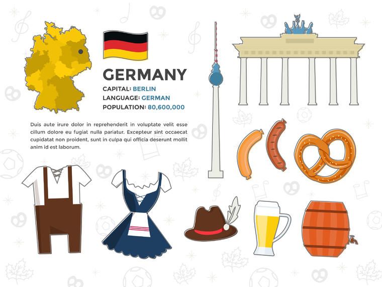 Conjunto de ilustración de elementos de Alemania Conjunto de ilustración de elementos de Alemania