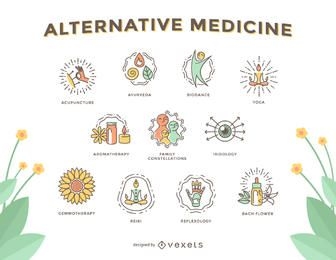 Conjunto de iconos de medicina alternativa