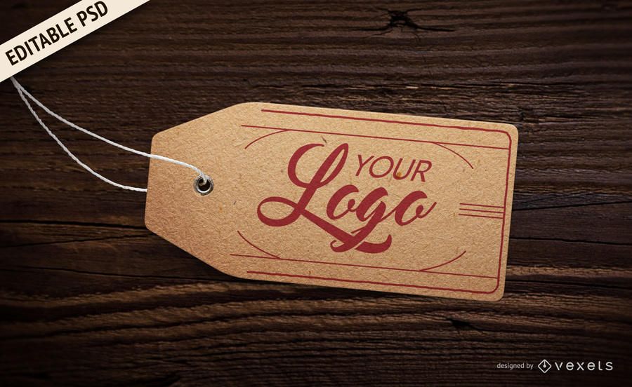 Cardboard tag PSD mockup Cardboard tag PSD mockup