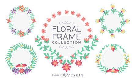 Colección de marcos florales dibujados a mano