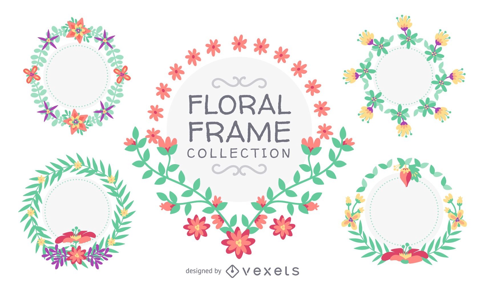 Colección de marcos florales dibujados a mano