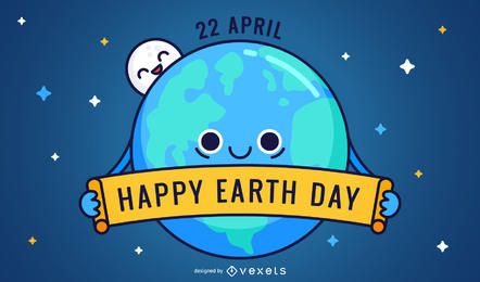Friednly Happy Earth Day cartoon