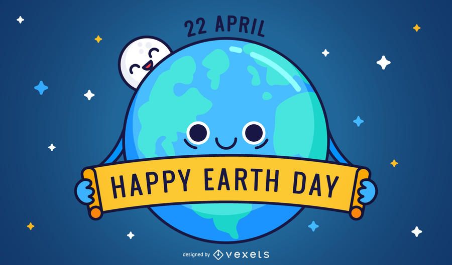 Caricatura de Friednly Happy Earth Day Caricatura de Friednly Happy Earth Day