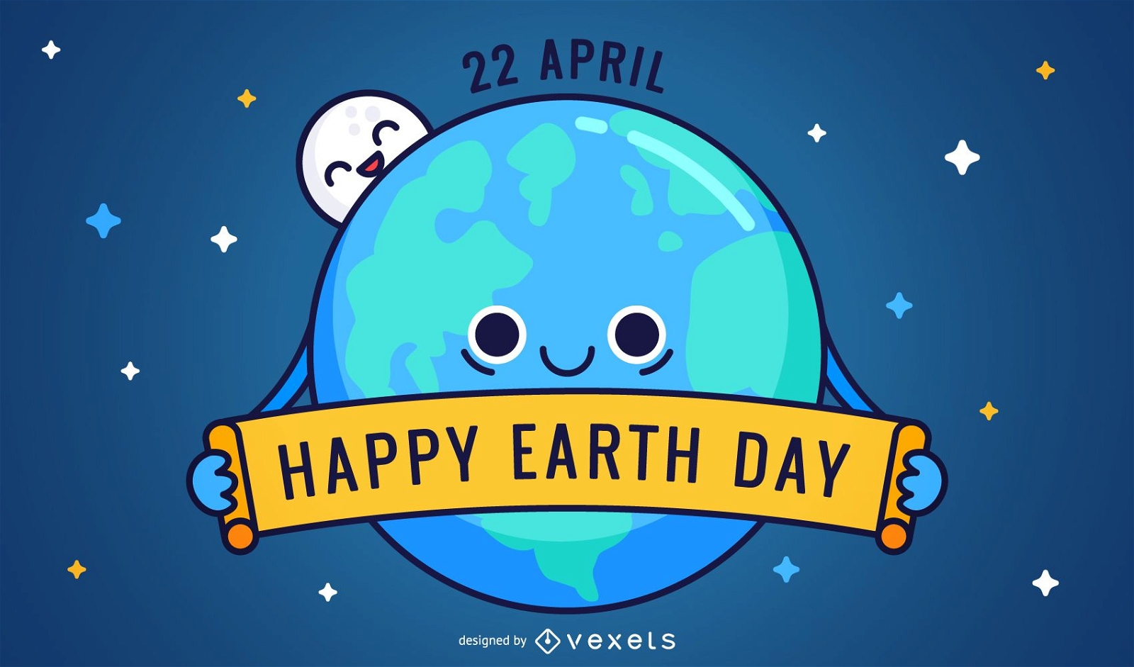Friednly Happy Earth Day cartoon