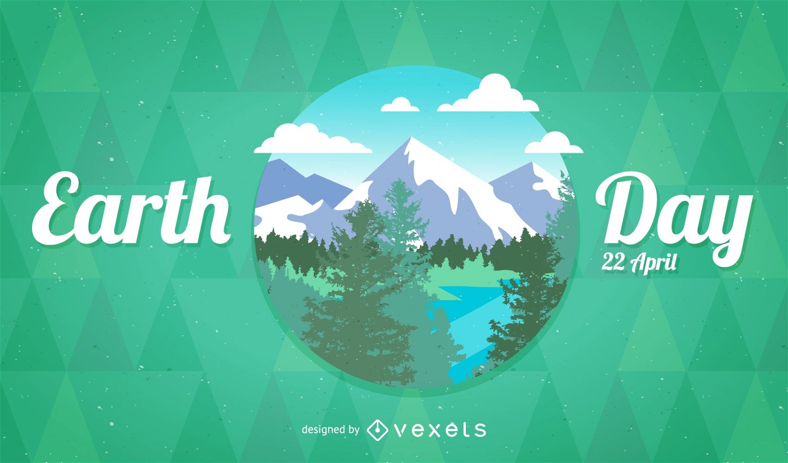 Earth Day badge with mountains