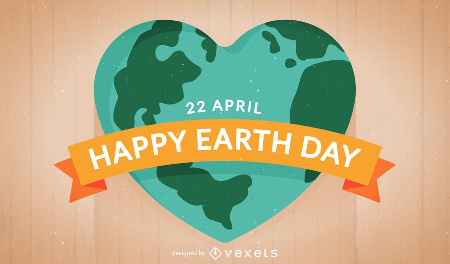 Ilustración plana del Día de la Tierra con la tierra en forma de corazón Ilustración plana del Día de la Tierra con la tierra en forma de corazón